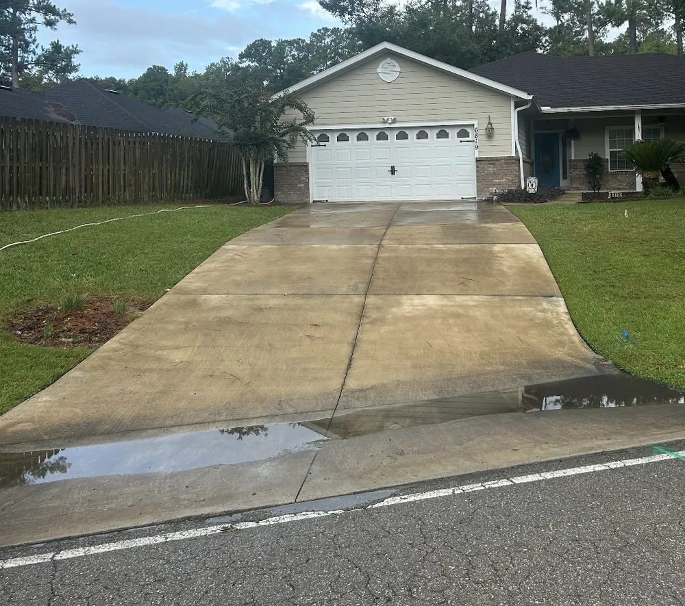 Clean driveway after Surf pressure washing